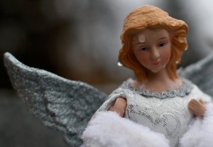RAIN DROPS SEEN ON ANGEL FIGURINE AT MEMORIAL TO SANDY HOOK SCHOOL SHOOTING VICTIMS