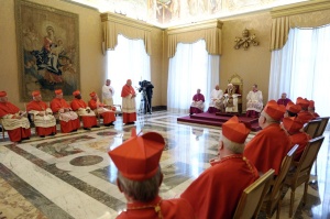 Pope Benedict XVI attends meeting at Vatican announcing his resignation