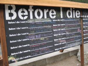 The new interactive public art installation in downtown Juneau, “Before I die...”