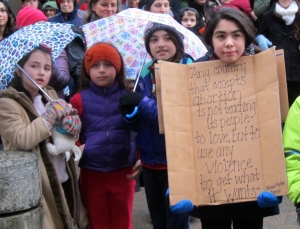 Children join the Rally for Life in front of the State Capital in Juneau on Thursday, Jan. 22, 2015. 