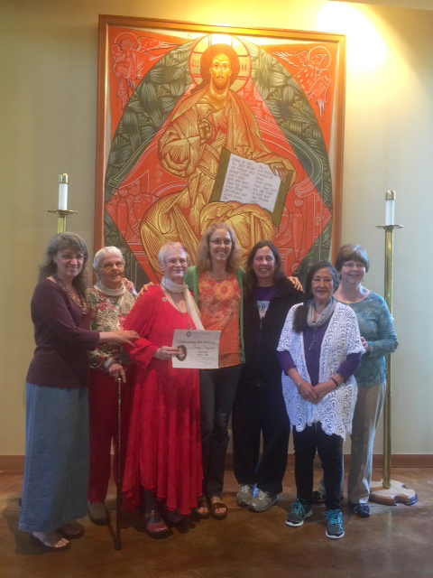 Associates of Sisters of Charity from Left to right: Angela Smith, Eileen Casey, Destiny Sargeant, Mary Neary, Mary Bodine, Maria Rogers, and Sister Dee Sizler, SC (Sister of Charity) 