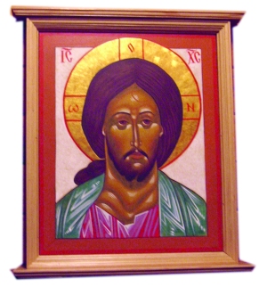 Icon of Christ Mounted on Wall cropped
